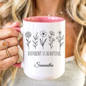 Personalized Gifts, Floral Latte Mug